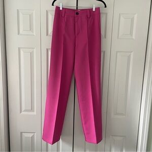 Pink Wide Leg Pleated Trouser